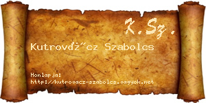 Kutrovácz Szabolcs névjegykártya
